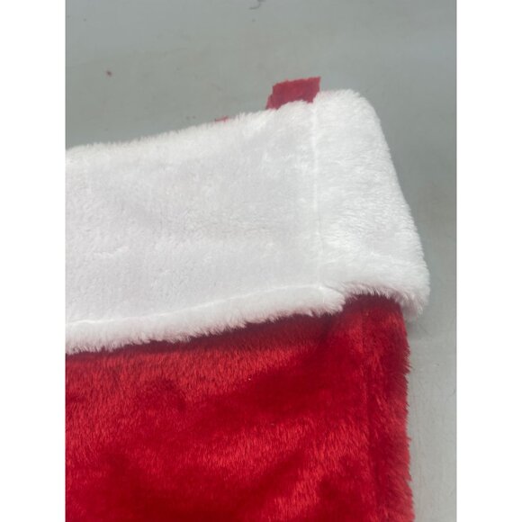Christmas stocking foe fur solid red white decor 15" READ - Picture 5 of 7